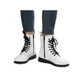 thumbnail image 3 of Frontwalk Women Ankle Boots Casual Combat Boot Side Zip Booties Walking Fashion Shoes Womens Lace Up White 5, 3 of 6
