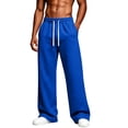 thumbnail image 2 of Domuza Baggy Fleece Wide Leg Sweatpants for Men Loose Fit Drawstring Elastic Waist Lounge Pants with Side Pockets, Warm Streetwear Sweat Pants for Fall Winter, 2 of 6