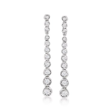 Ross-Simons 0.50 ct. t.w. Bezel-Set Diamond Drop Earrings in Sterling Silver, Women's, Adult