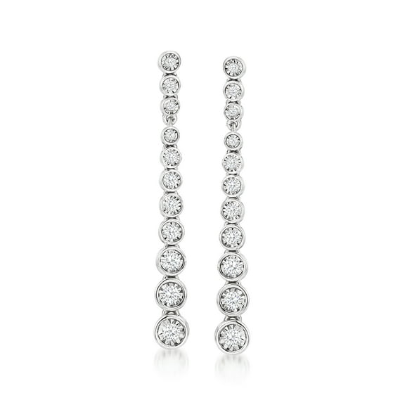 Ross-Simons 0.50 ct. t.w. Bezel-Set Diamond Drop Earrings in Sterling Silver, Women's, Adult