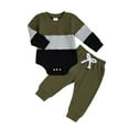 thumbnail image 3 of Xudanell Toddler Outfits for Boys Button Romper Baby Boy Simple Clothes 12-18 Months Color Blocking Set, 3 of 5