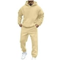 thumbnail image 2 of Zimjoy Beige Sweatsuits for Men Set Gym Track Suits Mens Casual Hoodie and Sweatpants Set Autumn Jogging Suit with Pockets, Beige XL, 2 of 9