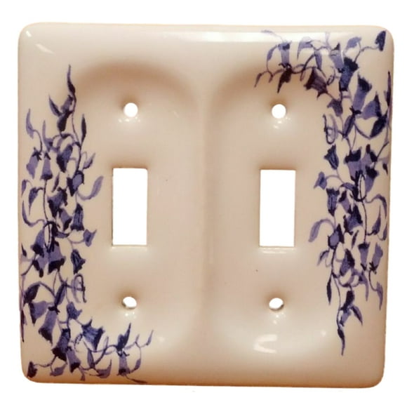 Leviton Blue Vine Pattern 2-Gang Porcelain Switch Cover Toggle Wallplate 89509-BL