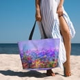 thumbnail image 6 of Gaeub Colorful Purple Cosmos Flower Print Beach Bag,Large Tote Bag,Waterproof Sandproof Women Tote Bag,Pool Bag with Zipper for Gym Grocery Travel, 6 of 7