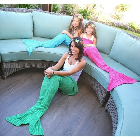 Blankets And Throws For Teens Mermaid Tail Blanket for women Teen and Kids, Made with Fine Crochet Material, Soft and Comfortable for All Season Sleeping Blanket ()