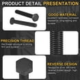 thumbnail image 3 of 4Pack M8-1.25 x 50mm Left Hand Hex Head Bolt, Black Oxide Carbon Steel Reverse Fully Threaded  Fastener Screws Bolts for Machinery, Automobiles and Construction, 3 of 6