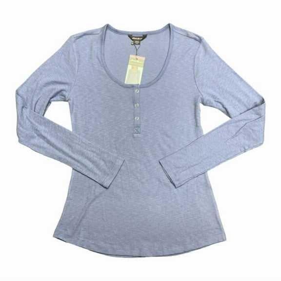Eddie Bauer Ladies Scoop Snap Henley Colony Blue Medium