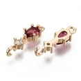 thumbnail image 2 of 5pcs Brass Micro Pave Cubic Zirconia Links Connectors with Glass Long-Lasting Plated Light golden Teardrop Red 17x5x3.5mm Hole: 1.5mm, 2 of 2