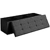 CUYOCA Storage Ottoman Long Bench Foldable Footrest End of Bed Ottoman for Living Room Bedroom, with Flipping Lid, 166L Storage Space, 45.3 inches Linen Black