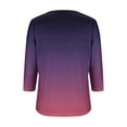 thumbnail image 5 of Htigea Womens Notch V Neck Tshirts Dressy 3/4 Sleeve Tunic Tops Trendy Gradient Color Pullover Tee Comfy Summer Fall Blouse Wine,S, 5 of 5