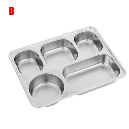 

Journey 304 Stainless Steel Fast Food Plate Grid Plate With Lid Square Canteen Tableware For Children Adult(B)