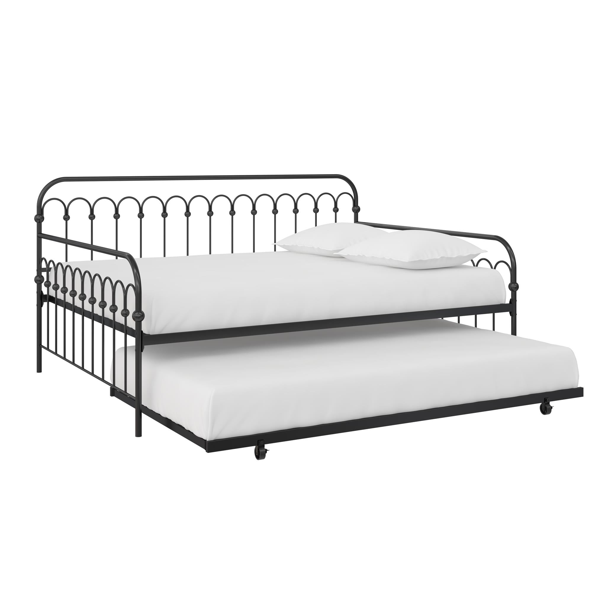 Novogratz Bright Pop Full Metal Daybed With Twin Trundle Bed, Black ...