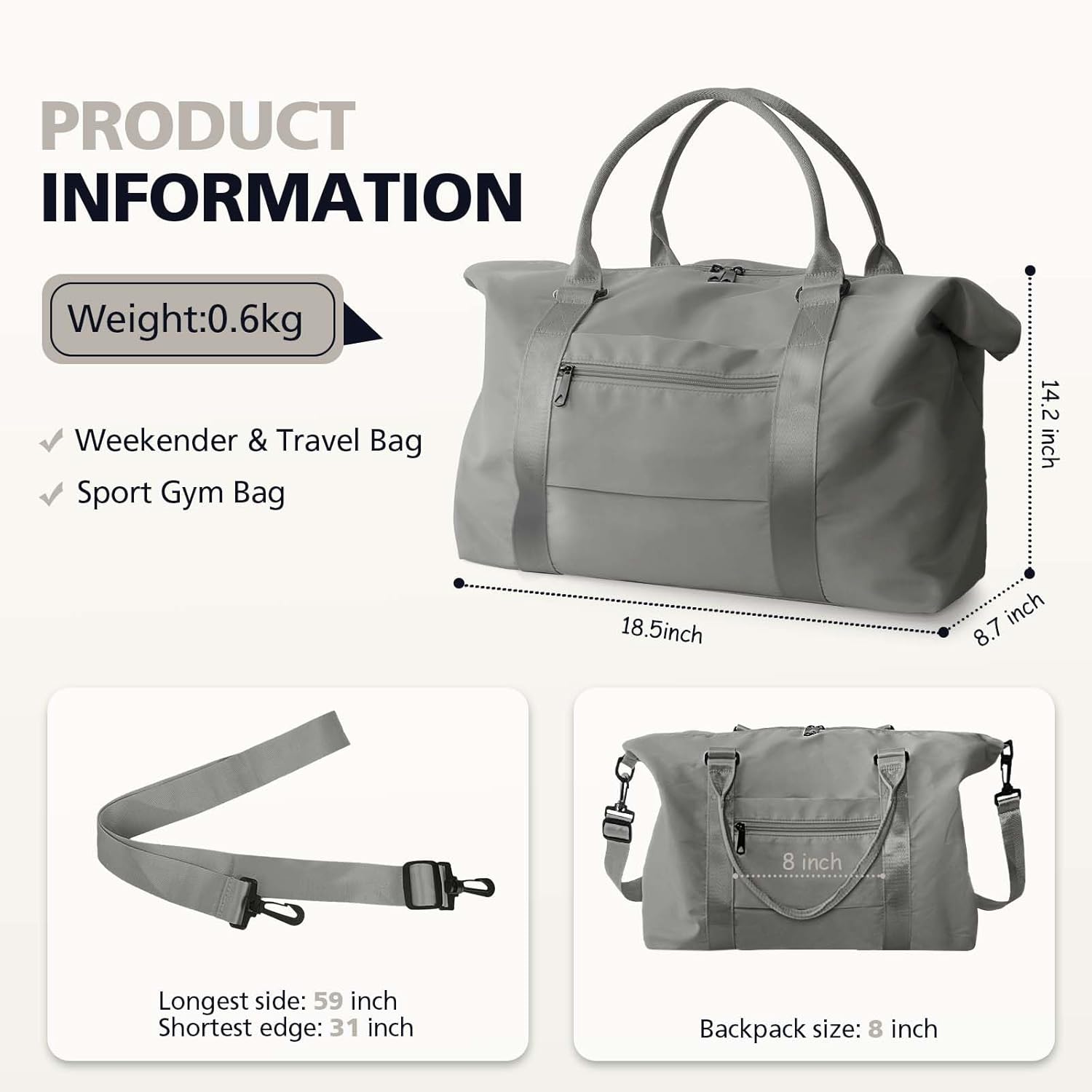 Travel Duffle Bag, Waterproof Weekender Bag Carry On Tote Bags for Women, Duffel Bag Sport Gym Bag for Men, Hospital Bag for Labor and Delivery, Overnight Bag Luggage Bag with Trolley Sleeve