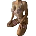 thumbnail image 3 of Enwejyy Women's Christmas Temptation Sexy Sheer Floral One Piece Bodysuit with Garter Belt Lingeries, 3 of 4