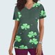 thumbnail image 1 of Fiudx Ofertas Relámpago Blusa de Manga Corta con Cuello En V para Mujer, Uniforme de Trabajo, Impresión de Bolsillo, 1 of 5