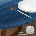 thumbnail image 6 of Round Tablecloth Haze Blue White Brush Stroke Textured Elastic Edge Fitted Abstract Modern Plastic Table Cover,Waterproof Oil Proof for Dinner,Outdoor, Picnic, 55"- 60" DIA Tables, 6 of 8
