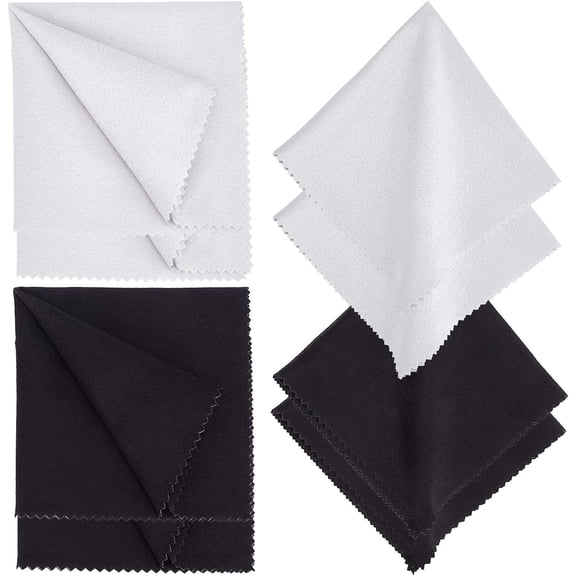 8 Sheets 2 Colors Eyeglasses Cleaning Cloths 7.9x7.9 Inch Square Velvet Glasses Microfiber Lens Screen Cleaner Lint Streak Free Black White Wipes