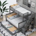 thumbnail image 2 of Twin-Over-Full Bunk Bed with Storage and Guard Rail, Gray, No Box Spring Needed, 2 of 14