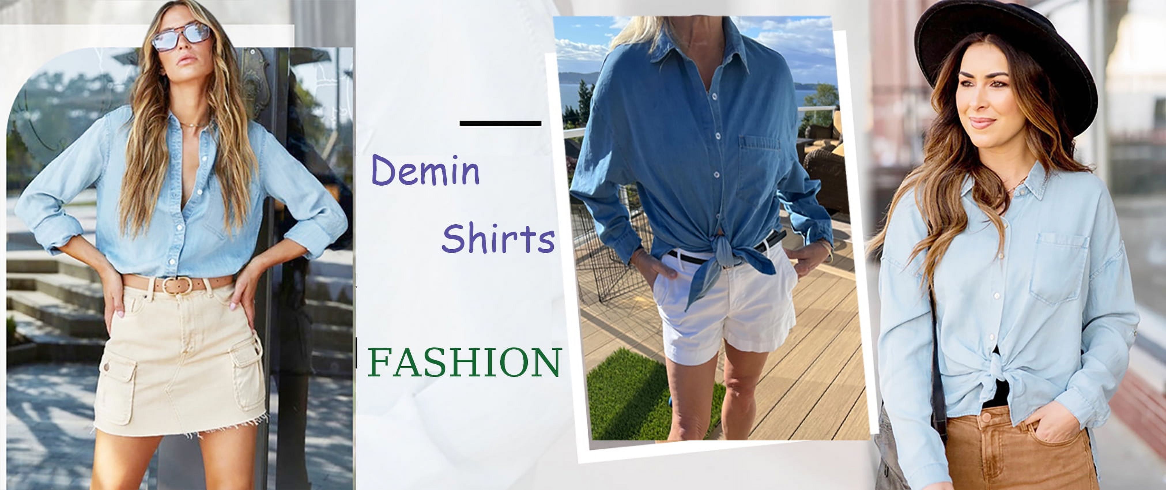 Fantaslook Women's Denim Button-Down Shirt, Long Sleeve photo 6