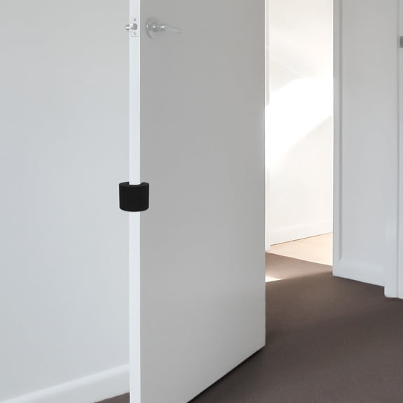 RENACLIPY 2-Pack Black Foam Door Stopper Pads Prevent Door Slam Noise for Home Safety and