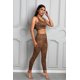 thumbnail image 3 of ABPHQTO Conjunto de pantalón y sujetador deportivo con estampado de guepardo marrón para mujer, 3 of 5