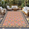 thumbnail image 2 of Purple Red Floral Boho Outdoor Rug for Patio/Deck/Porch, Non-Slip Large Area Rug 3 x 5 Ft, Vintage Ethnic Tribe Abstract Art Indoor Outdoor Rugs Washable Area Rugs, Camping Rug Carpet Runner, 2 of 8