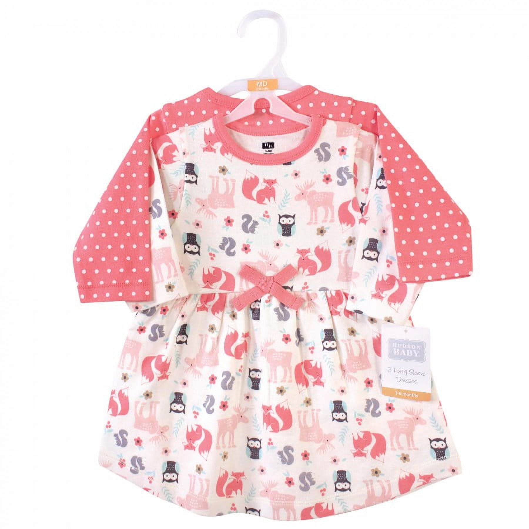 Hudson Baby Infant and Toddler Girl Cotton Long-Sleeve Dresses 2pk, Forest, 5 Toddler