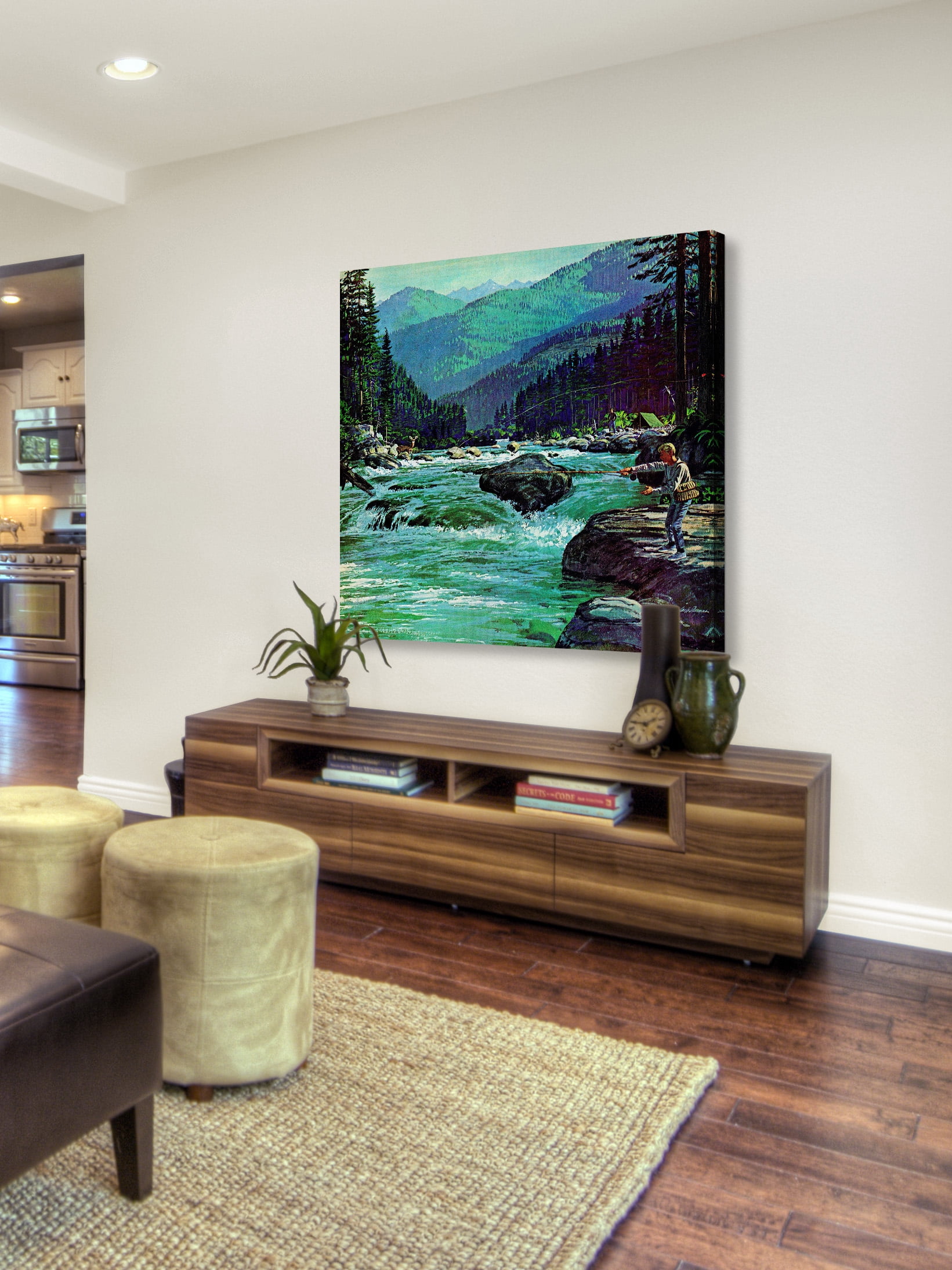 "Fly Fishing" Painting Print on Wrapped Canvas