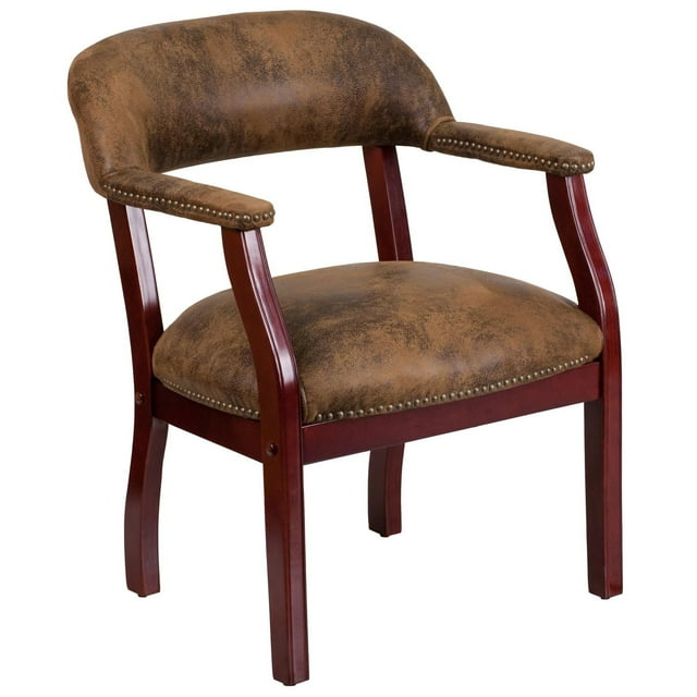 Bomber Jacket Brown Luxurious Conference Chair with Accent Nail Trim