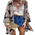 thumbnail image 1 of CHUANK Blouse à Manches Longues à Imprimé Bohème pour Femmes Grande Taille, par-Dessus, Kimono Cardigan Décontracté d'Été, 1 of 2