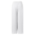 thumbnail image 5 of Hpapadks Casual Pants for Women High Waist Solid Float Flowy Beach Elastic Waist Wide Leg Chiffon Palazzo Pant Womens Slacks White L, 5 of 5