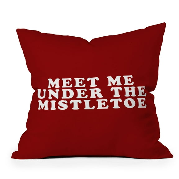 Society6 Mistletoe Kiss Red by Leah Flores Throw Pillow