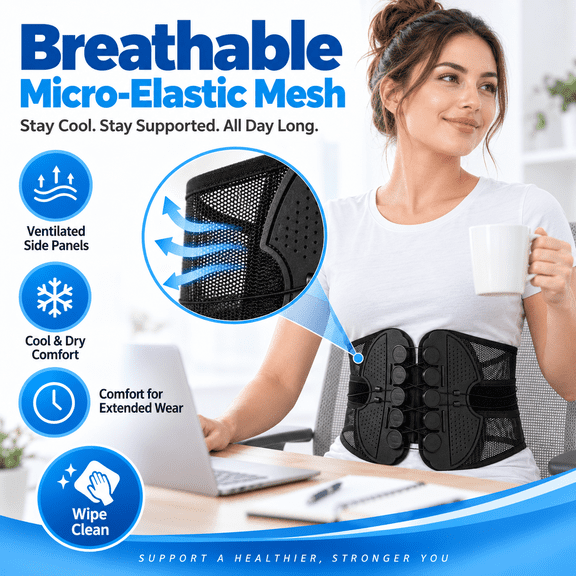 Lumbar Support Belt with Pulley System Adjustable Back Brace for Men Women S-XXL