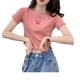 thumbnail image 1 of Camiseta corta de manga corta para mujer, informal, suave y cómoda, para ir de compras en casa y escuela, 1 of 8