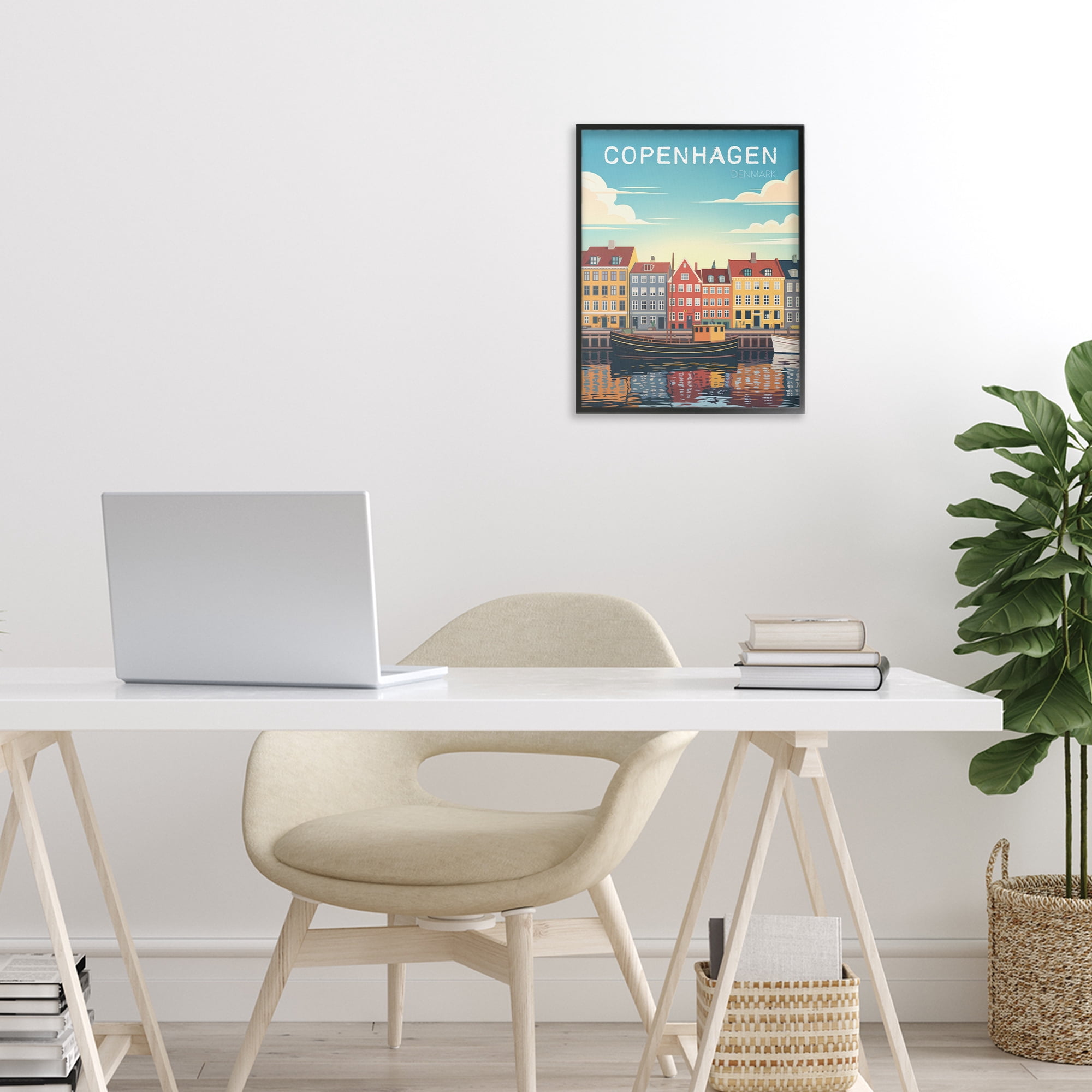 Stupell Industries Copenhagen Cityscape with River Black Framed Giclee Art, design by Andreas Magnusson