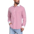 thumbnail image 4 of INSPIRE CHIC Men's Striped Button Down Long Sleeve Stretch Business Shirts S Red, 4 of 4