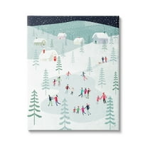 Stupell Industries Ice Skating Families Snowfall Holiday Painting Gallery Wrapped Canvas Print Wall Art
