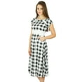 thumbnail image 4 of Bimba Womens Check Pattern Cotton Dress With Pockets Knee Length Casual Wear, 4 of 7