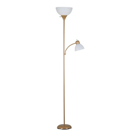 Mainstays 72'' Combo Floor Lamp with Adjustable Reading Lamp, Gold, Made of Metal Material