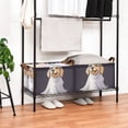 thumbnail image 3 of Yayeee Foldable Storage Basket for Shelves with Handles Waterproof Cloth Bins, Yellow Halloween Dog, 3 of 7