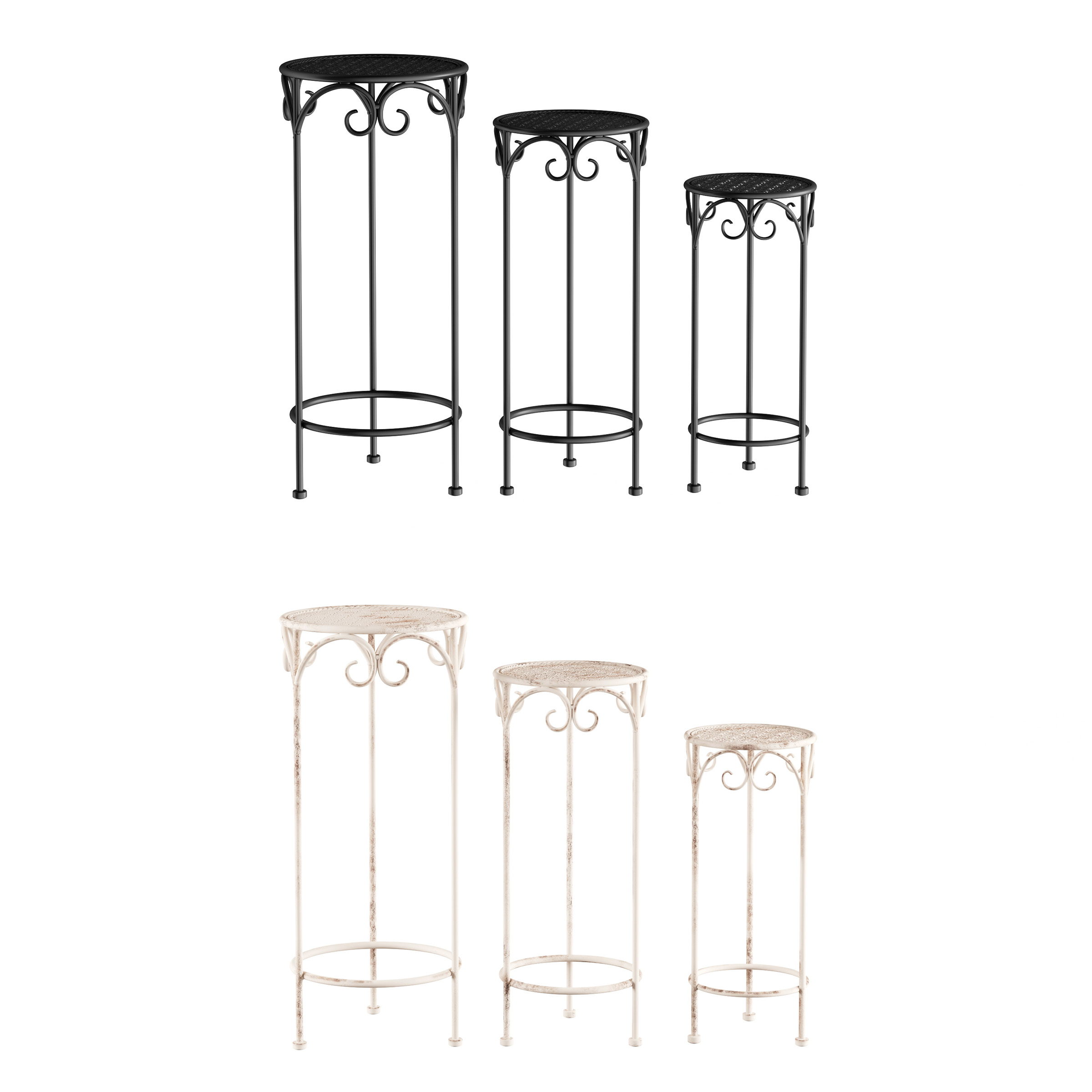 Plant Stands– Set of 3 Indoor or Outdoor Plant Display by Pure Garden (Antique White)