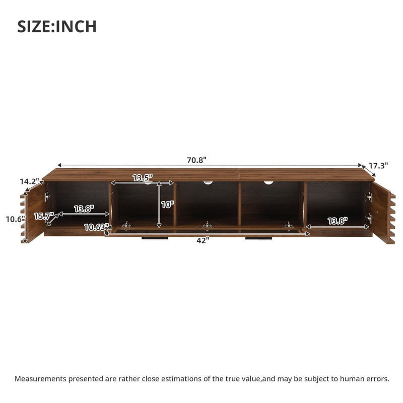 Modern TV Stand for TVs up to 80", Entertainment Center with Cable Holes, Media Console Table with Flap Glass Door & LED Light