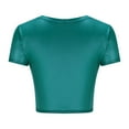 thumbnail image 6 of JIUKE Going out Tops for Women Short Sleeve Shirts Crewneck Crop Tops Stretchy Slim Fitted Basic Tees Size S, 6 of 7