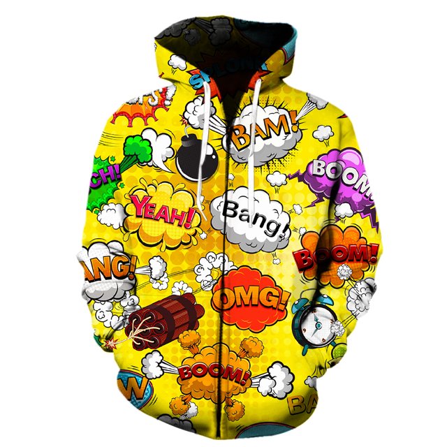 Sudadera con capucha y cremallera para hombre, estilo hip hop, estilo adolescente, estilo Harajuku, de manga larga, unisex, con estampado 3D informal.