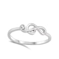 thumbnail image 4 of White CZ Music Note Clef Dainty Ring .925 Sterling Silver Arts Band Jewelry Female Size 3, 4 of 4