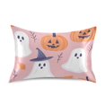 thumbnail image 7 of Yayeee Pillowcase Standard Size Set of 2 Satin Wrinkle Resistant Pillow Case, Cartoon Halloween Ghosts, 7 of 7