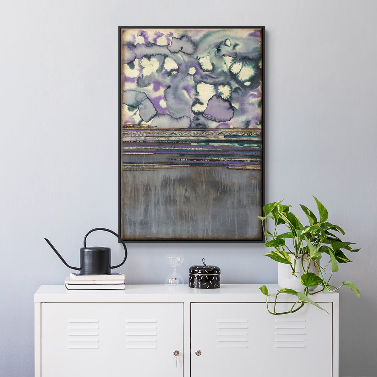 Fireworks Framed Premium Gallery Wrapped Canvas - Ready to Hang - 17 x 25 - Black Floating Frame