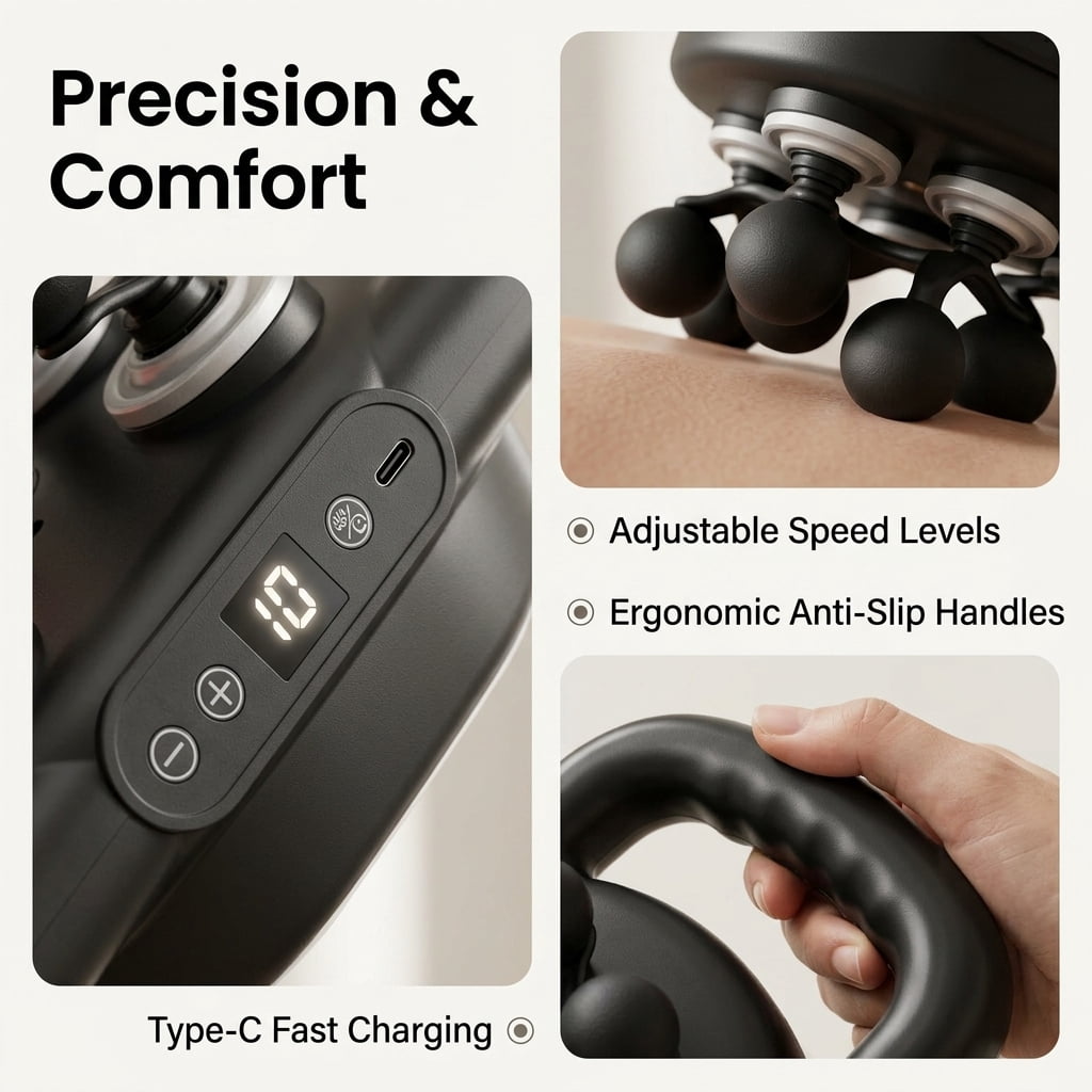 12-Head Deep Tissue Massage Gun | 9-Mode Quiet Muscle Pain Relief Tool