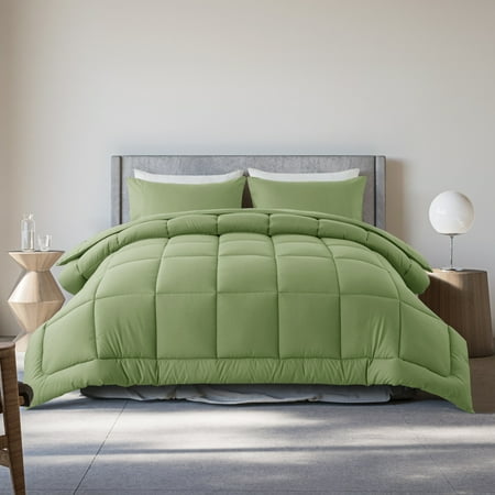 Queen Size Down Alternative Comforter Set Sage Green | Comforter + Pillow Cases | Ultra Soft  Hypoallergenic Bed in a Bag  All-Season Bedding Set by KINMEROOM