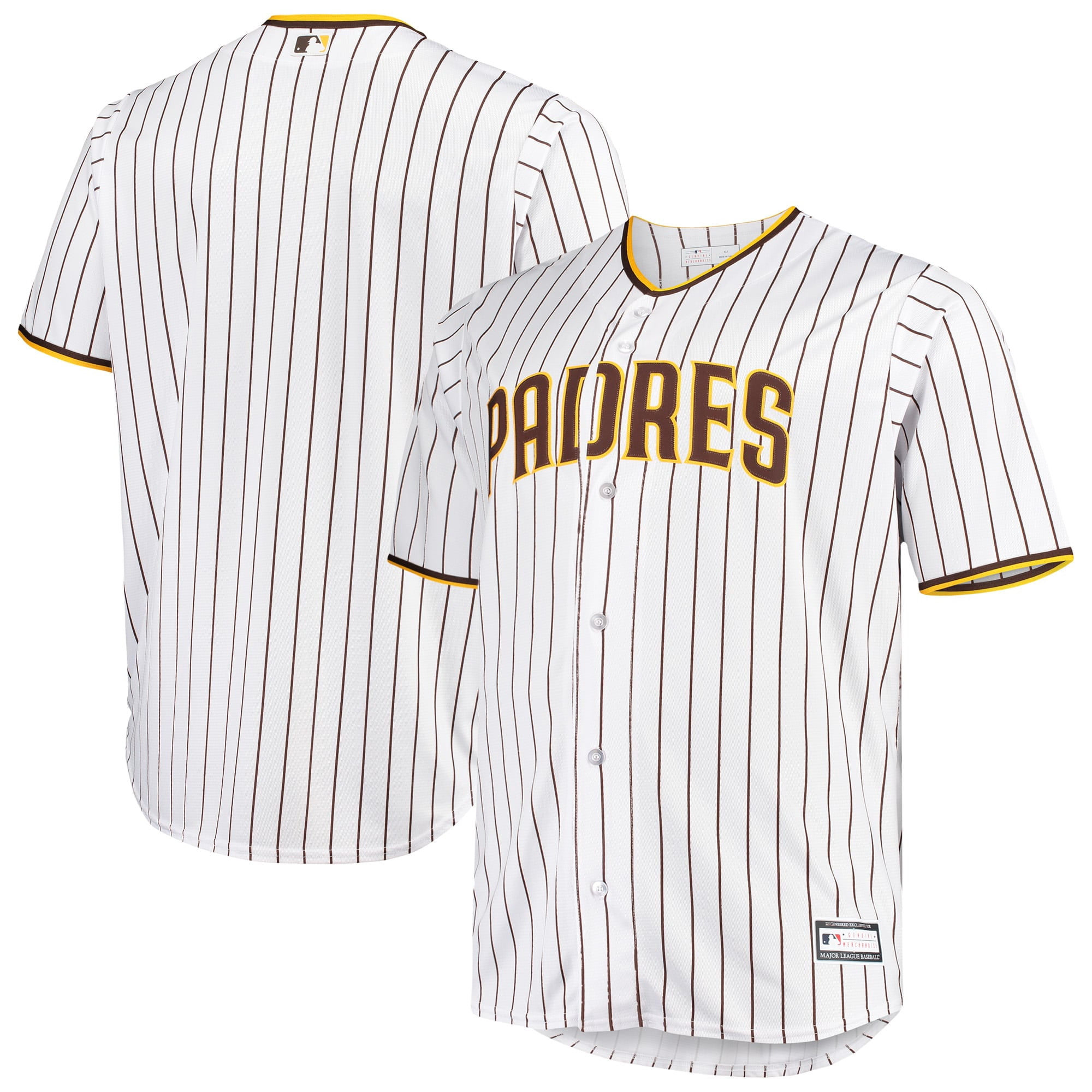 Men's White/Brown San Diego Padres Big & Tall Home Replica Team Jersey